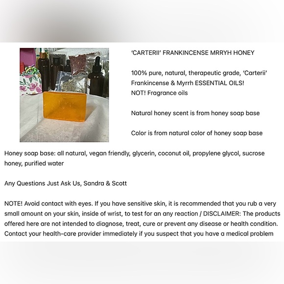 2nd Sample 5 Pak Homemade Creamsicle ‘Carterii’ Frankincense Myrrh Homemade Soap - Picture 10 of 11